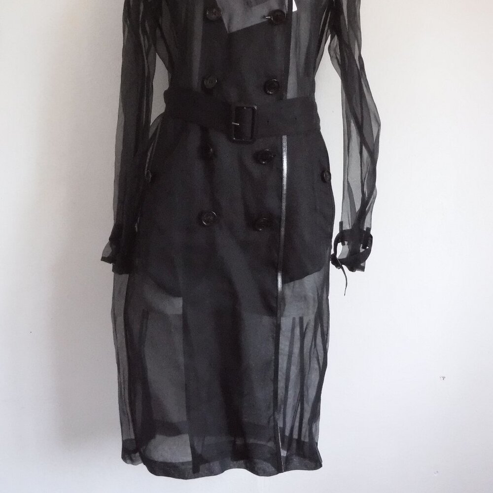 NWT BURBERRY BLACK SILK SHEER TRENCH COAT - Picture 4 of 15